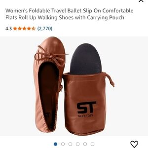Women's Foldable Ballet Flats - Brown